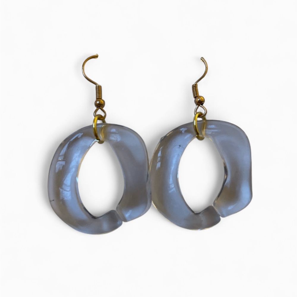 Clear and Gold Retro Earrings Handmade